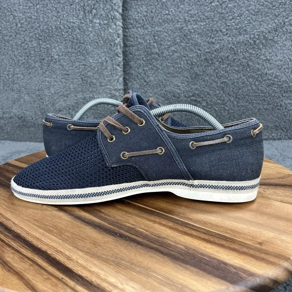 Aldo Shoes Navy Blue Mesh Canvas‎ Shoes Mens Size 10 Brown Laces Breathable